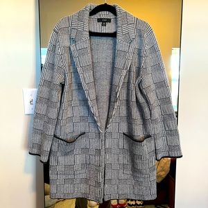 Sophie open-front sweater-blazer in glen plaid
